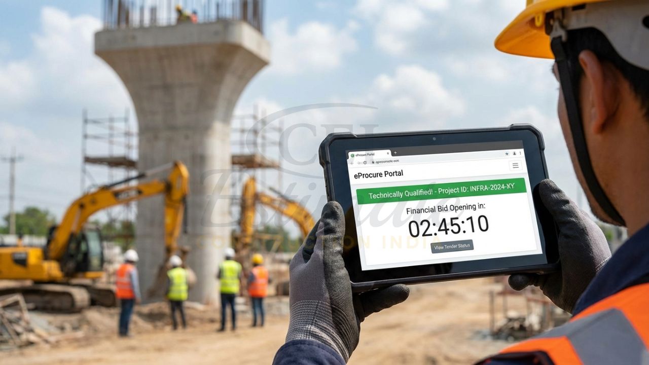 Digital notification for a technically qualified bidder on an Indian e-tendering portal.
