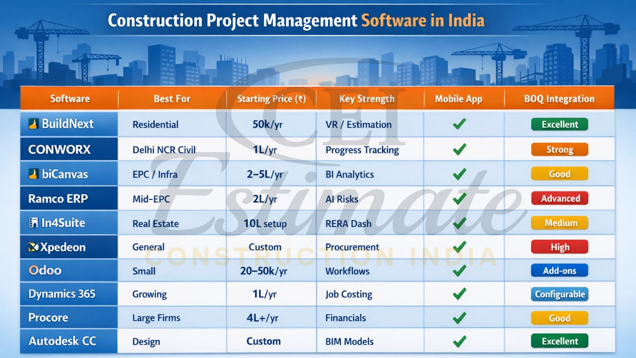 best construction project management software India 2026