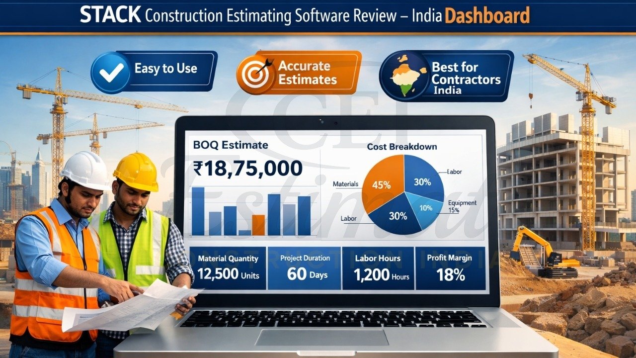 STACK construction estimating review India dashboard