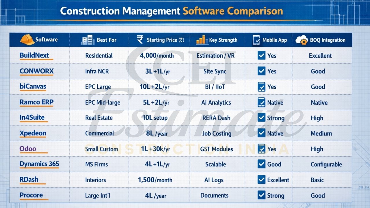 Top 10 Construction Management Software in India
