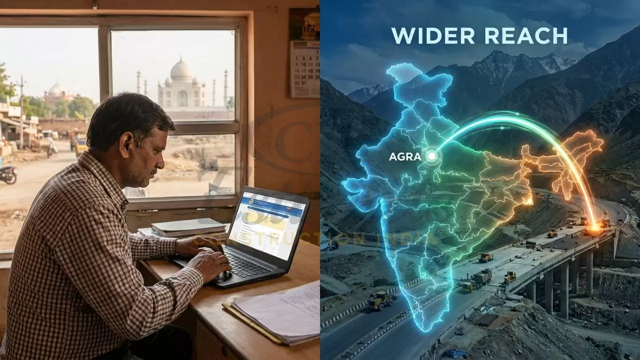 Contractor in Agra bidding for a national highway project via an e-tendering portal.
