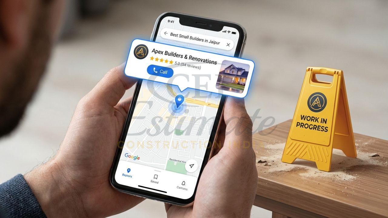 Google Business Profile listing for a small construction company with high star ratings.
