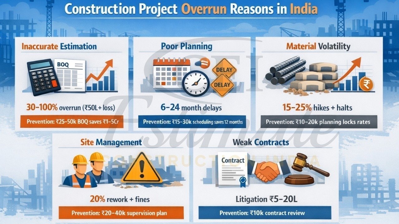 construction project failure causes India table