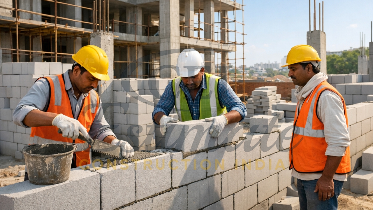 AAC Block Work Cost Per Sq Ft in India