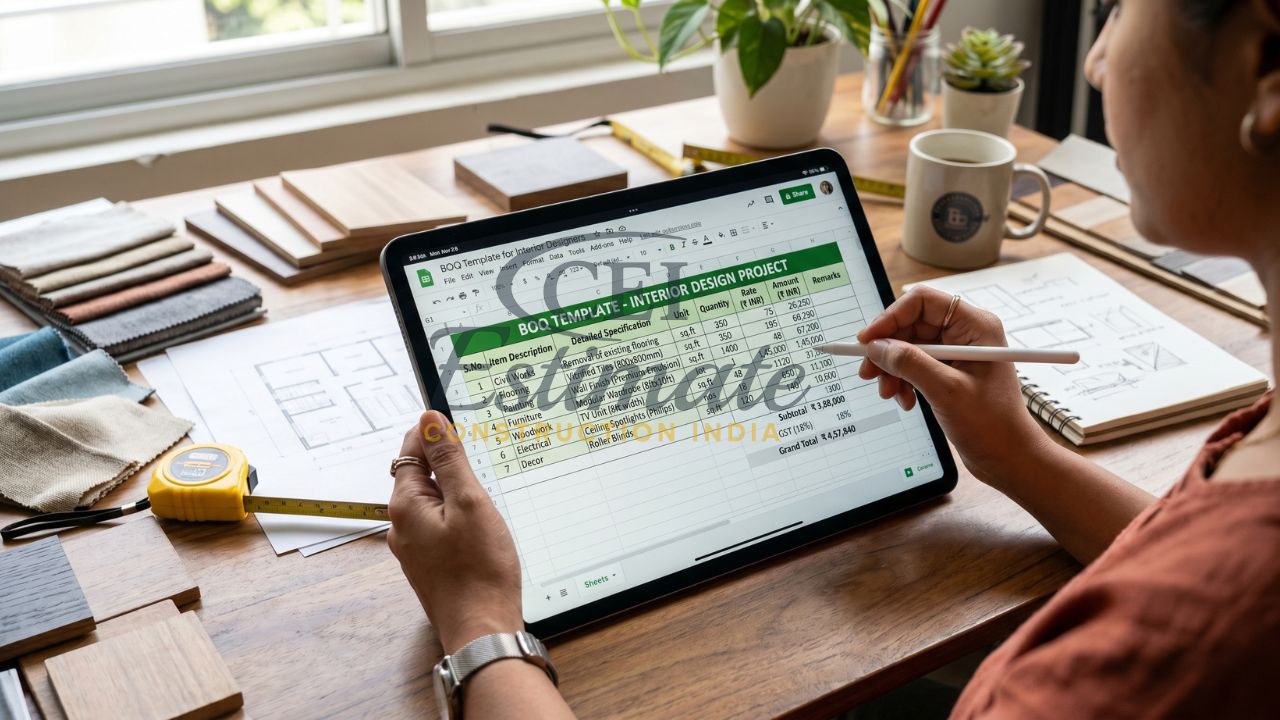 interior design BOQ template India cost estimation furniture flooring