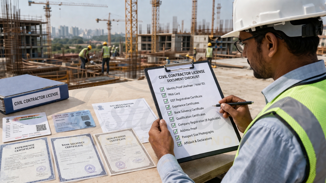 Civil contractor license document checklist India