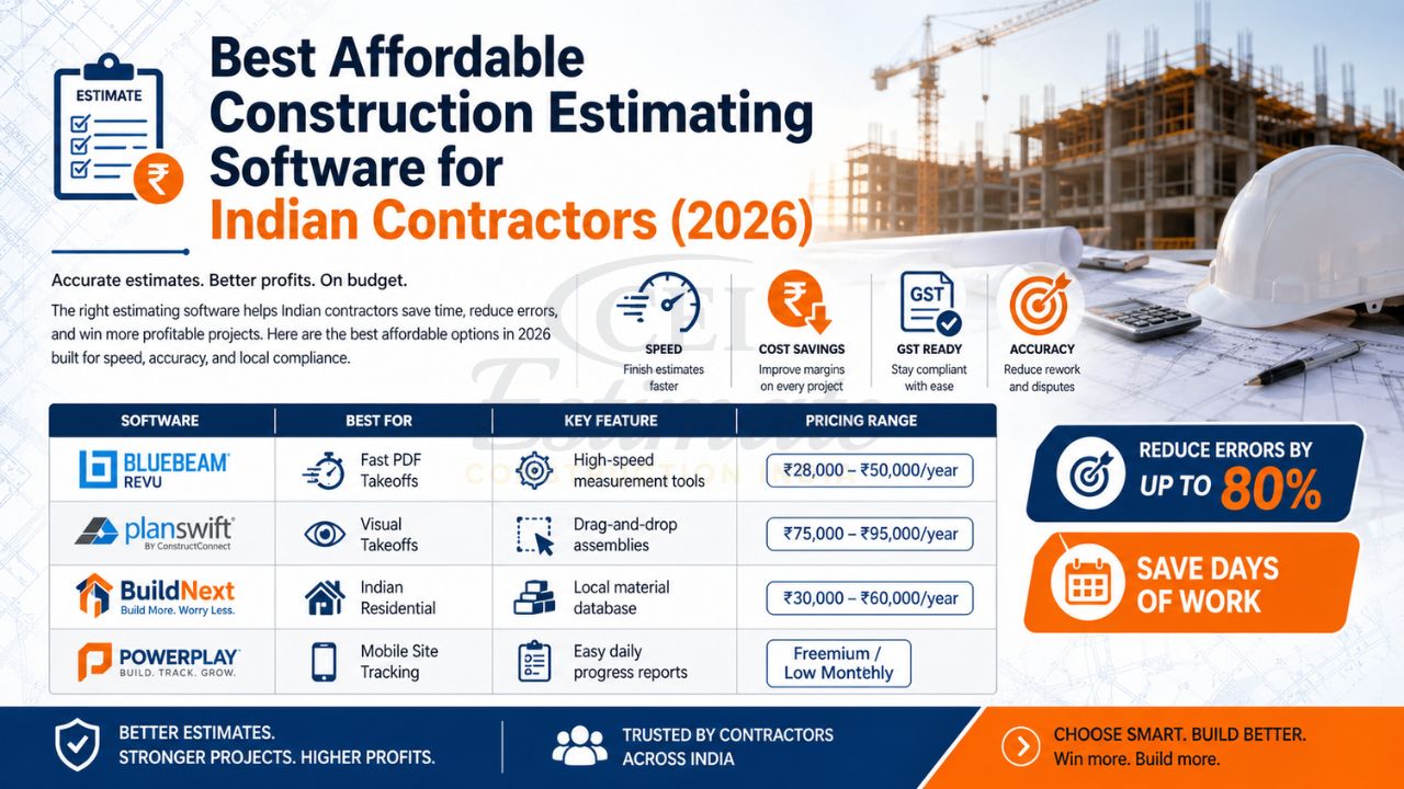 best affordable construction estimating software in India comparison with pricing features BOQ takeoff tools for contractors
