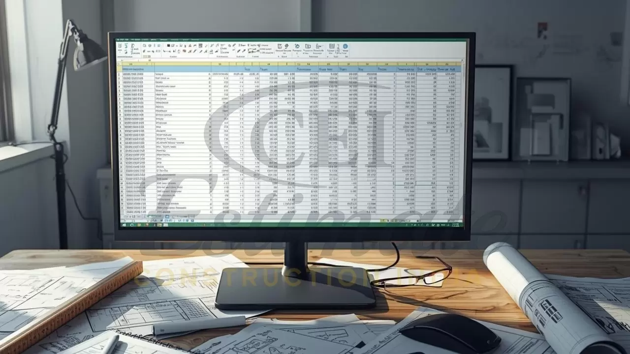 BOQ spreadsheet on computer for construction cost estimation