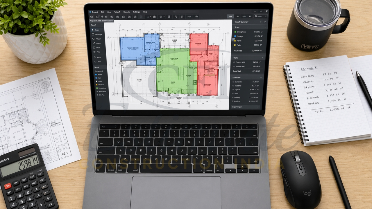 Digital takeoff software with floor plan measurement and cost calculation