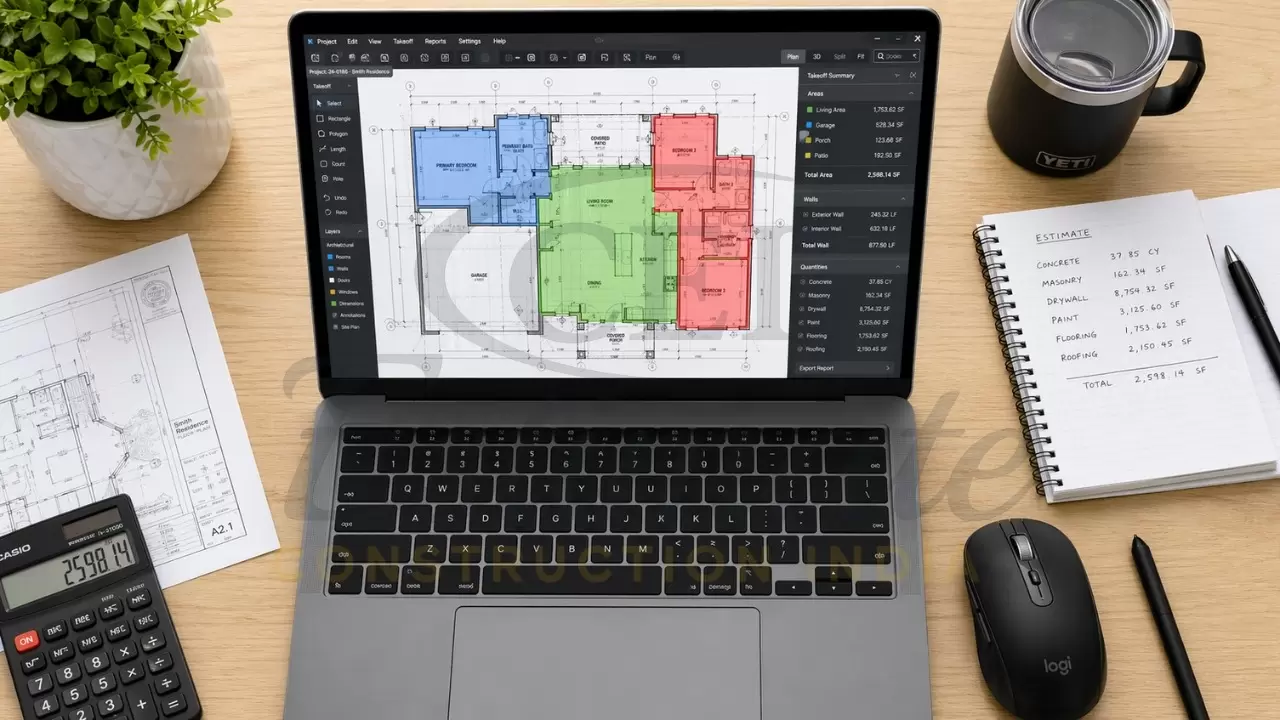 Digital takeoff software with floor plan measurement and cost calculation