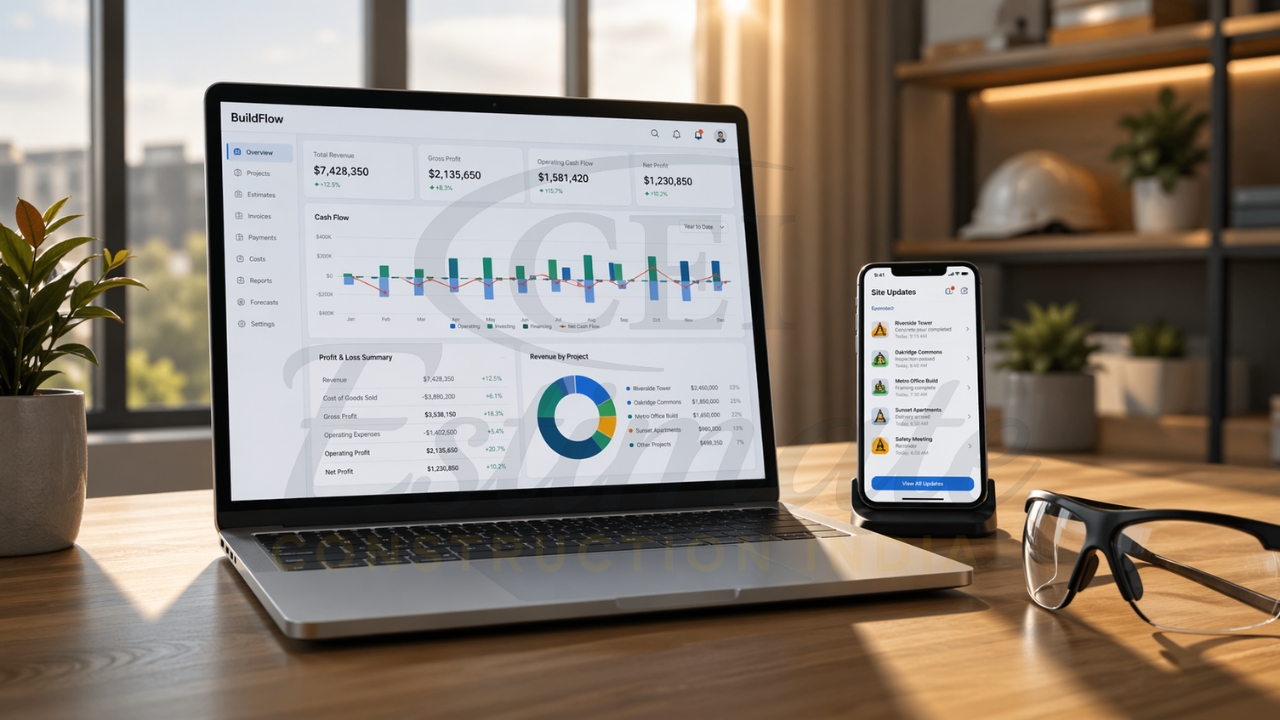 Construction ERP software with mobile app for real-time project updates