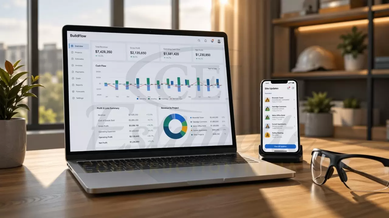 Construction ERP software with mobile app for real-time project updates