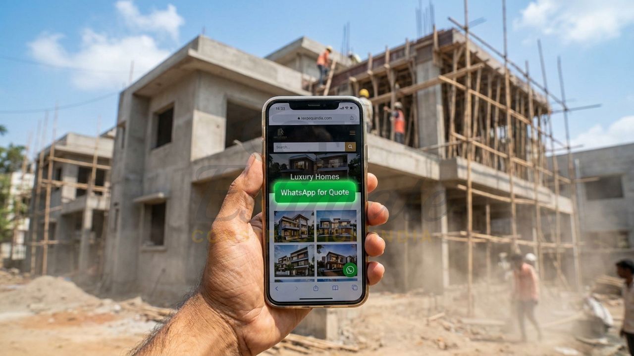 Mobile-friendly construction website design for builders showing on-site responsiveness.