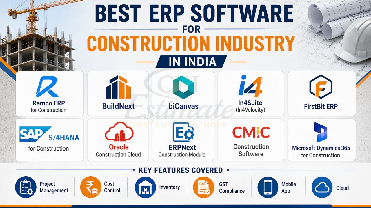 best ERP software construction industry India Ramco BuildNext biCanvas In4Suite ERPNext CMiC Microsoft Dynamics Oracle SAP