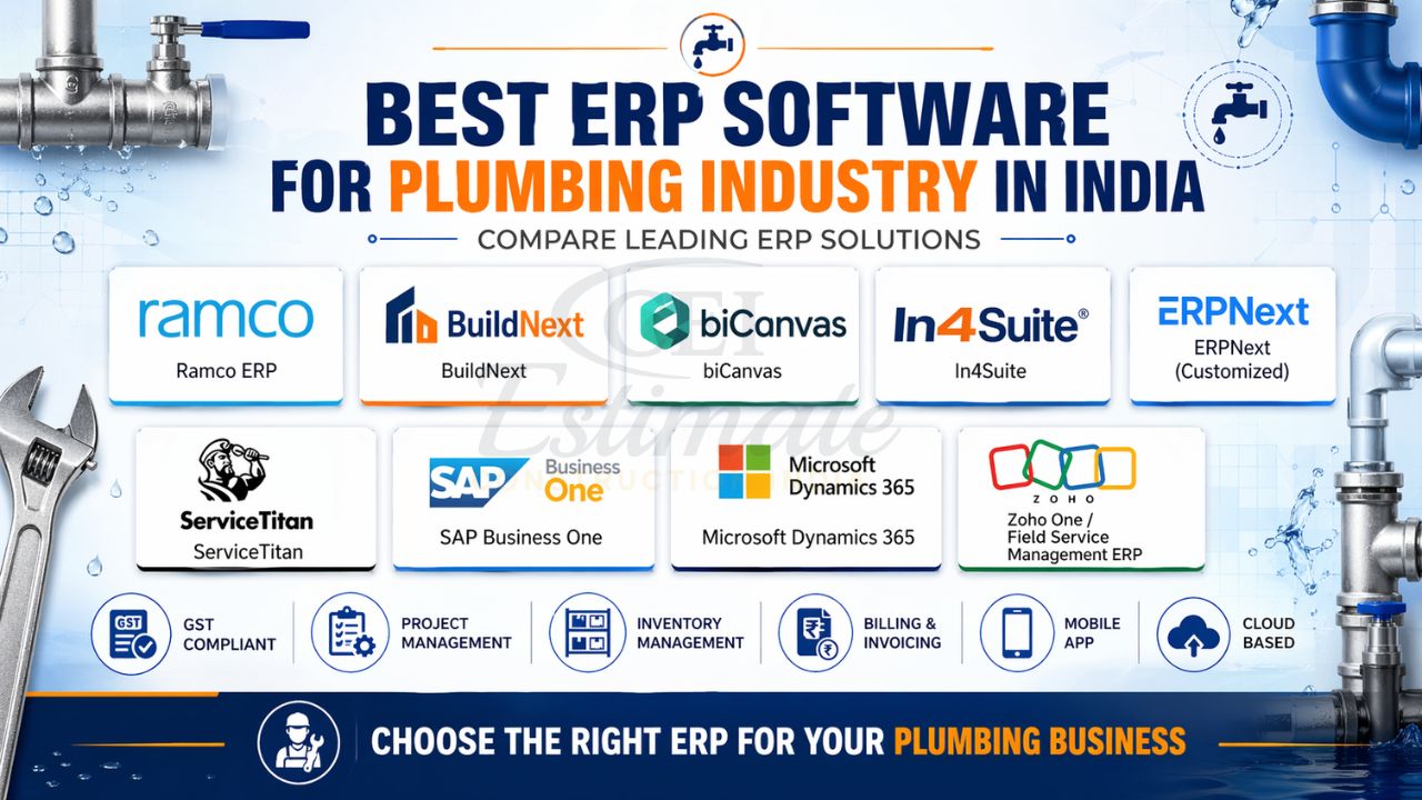 best ERP software for plumbing industry India comparison SAP Zoho ERPNext BuildNext ServiceTitan construction ERP tools