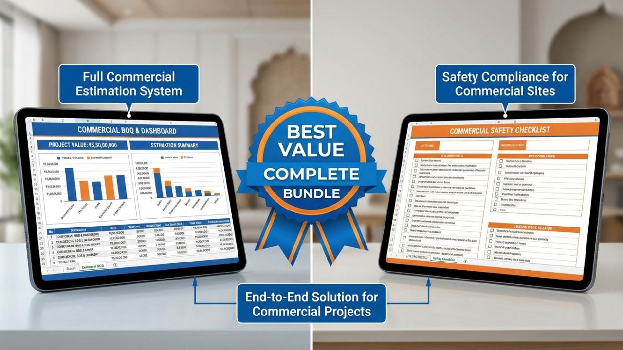 Complete electrical estimate template bundle for commercial buildings with BOQ and safety checklist