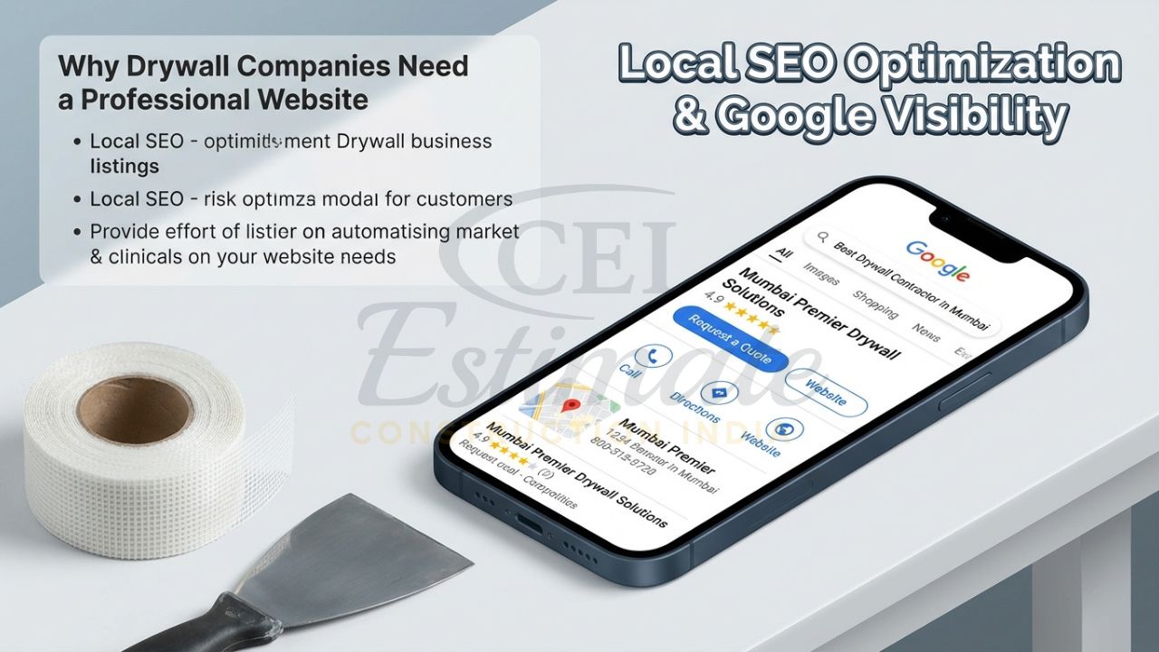 Google local search results showing a drywall company ranking #1 for interior finishing keywords.