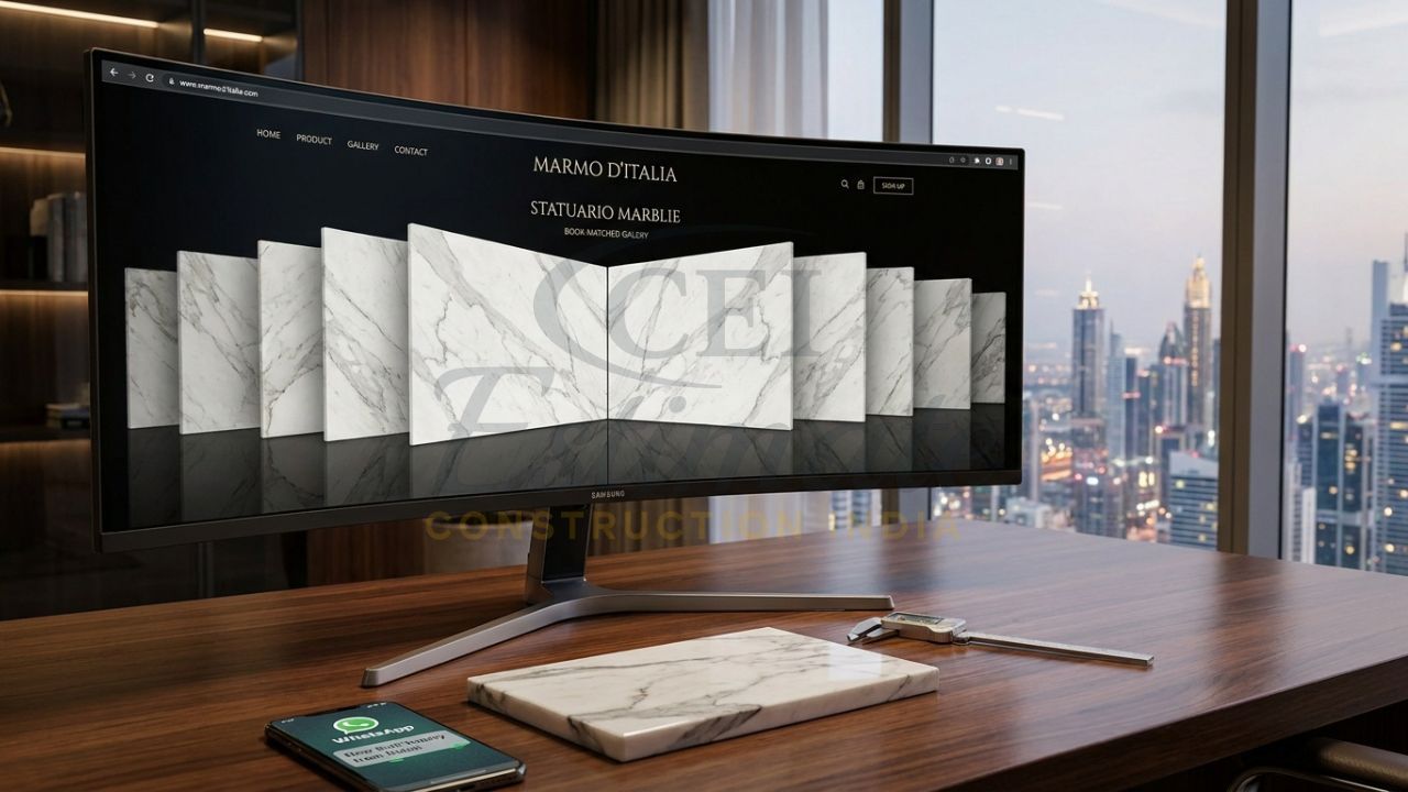 Professional website design for marble manufacturing company showcasing a luxury stone product catalog for global B2B leads.