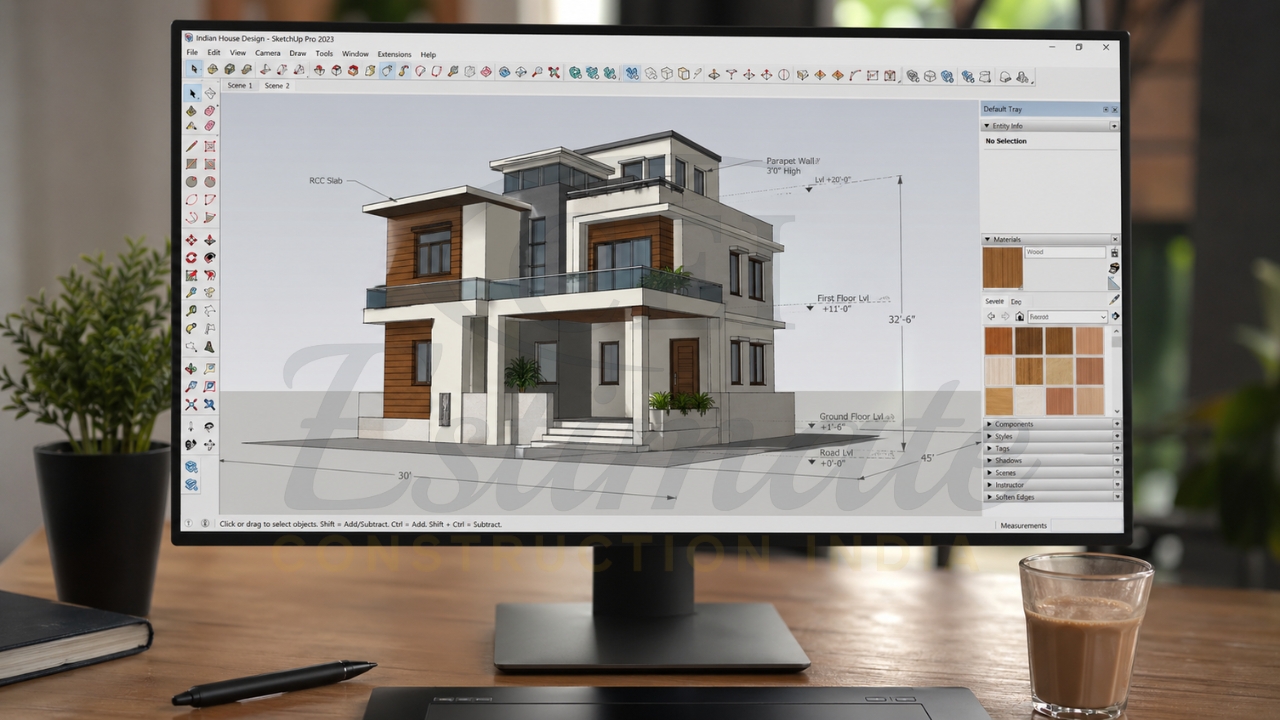 Easy SketchUp 3D modeling for civil engineering beginners in India