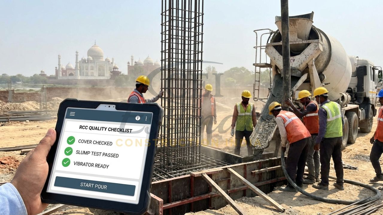 Digital RCC quality checklist used by a site engineer on a construction project.