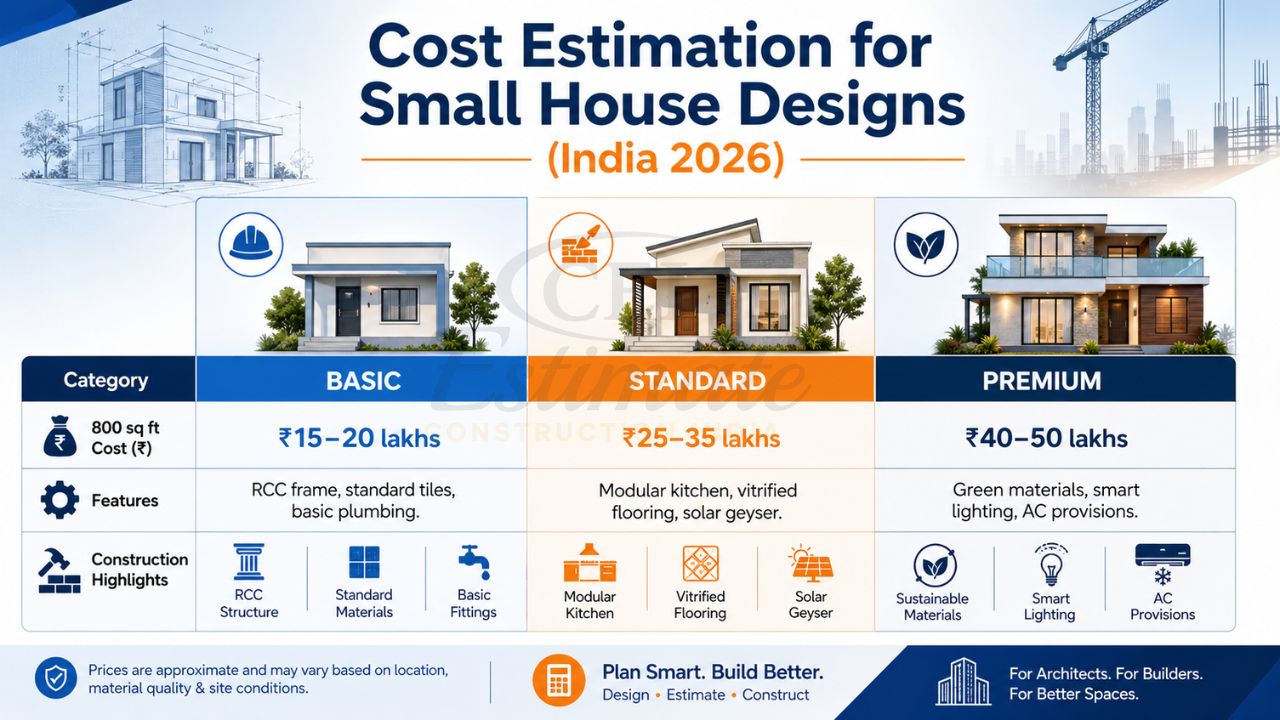 small house construction cost india 800 sq ft basic standard premium price comparison