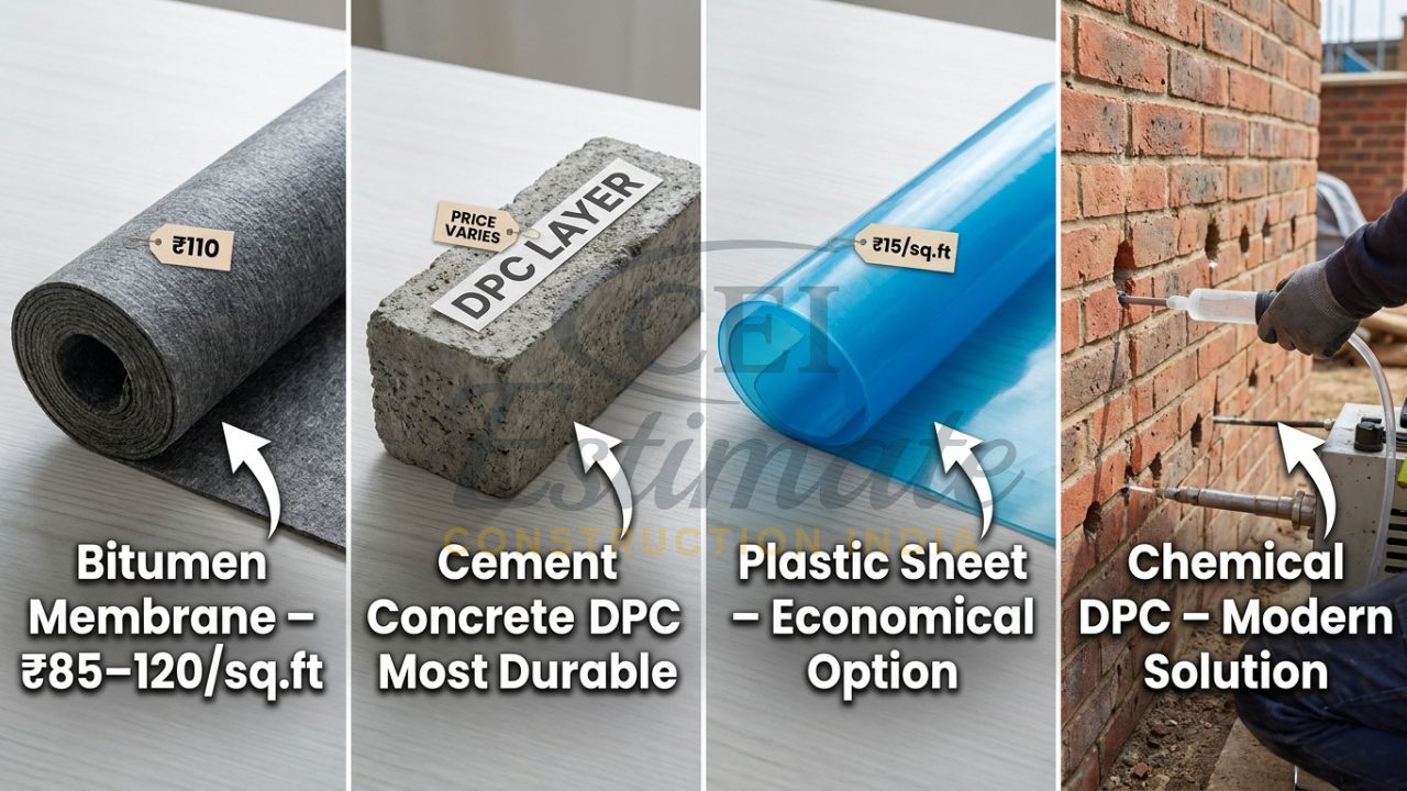 Different Damp Proof Course materials used in Indian construction