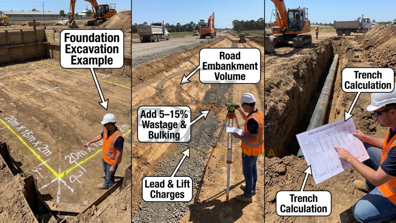 Site engineer using Excel, AutoCAD Civil 3D and digital tools for earthwork estimation
