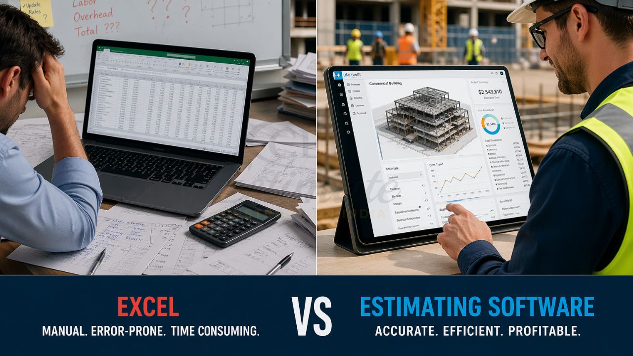 excel vs construction estimating software comparison showing manual errors vs accurate automated cost estimation tools