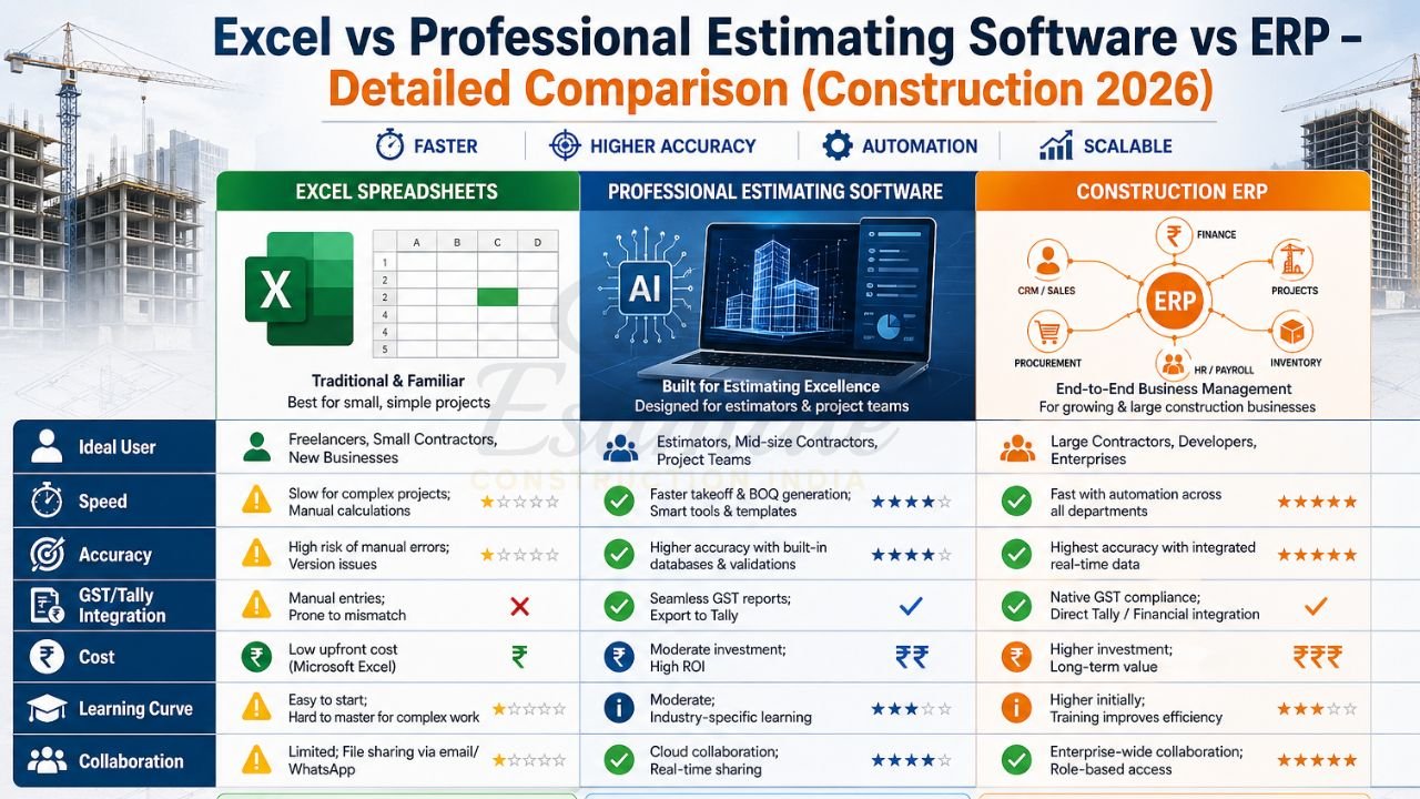 Excel vs Professional Estimating Software vs ERP for Construction ...