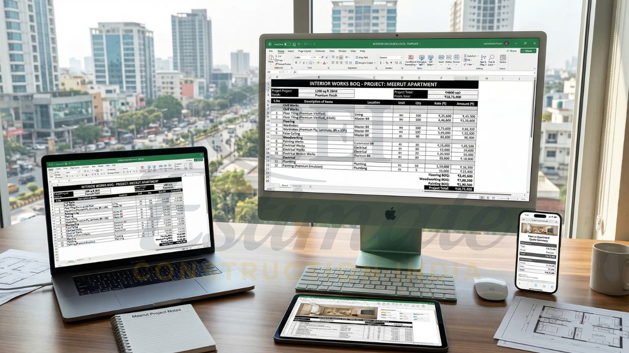 Multi-device construction BOQ and cost estimation setup