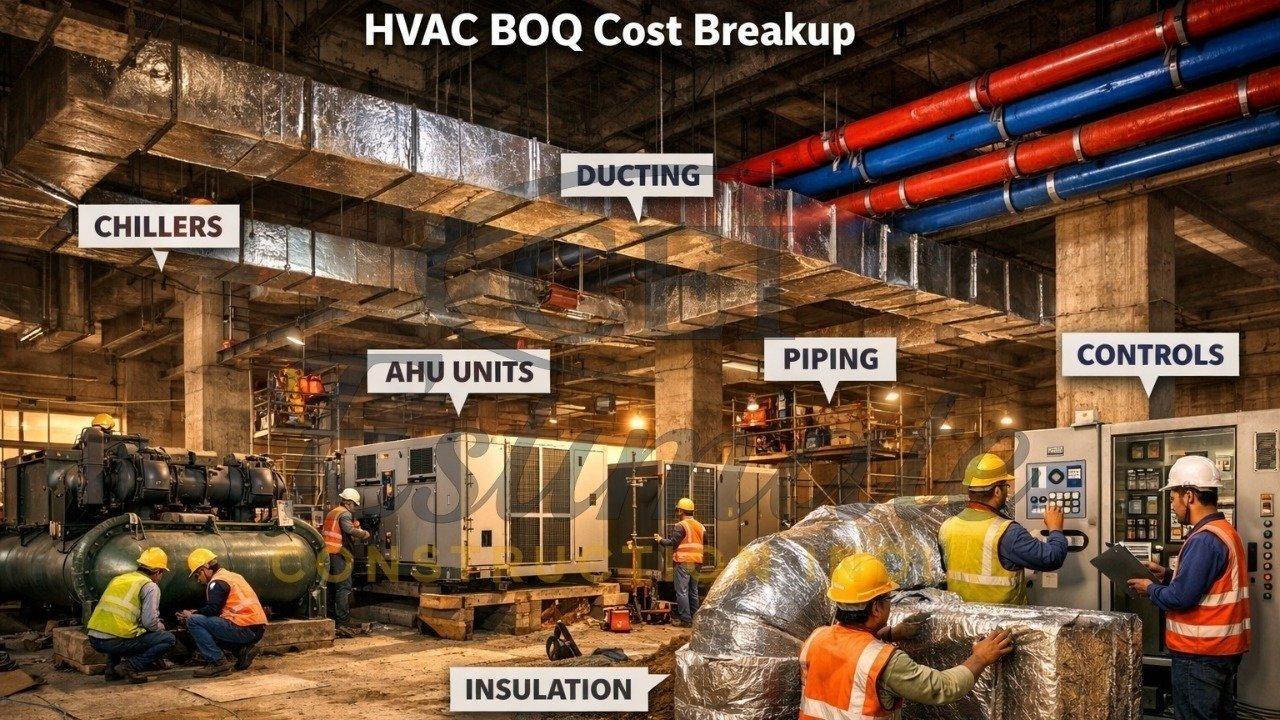 Detailed HVAC BOQ cost breakup equipment installation India 2026
