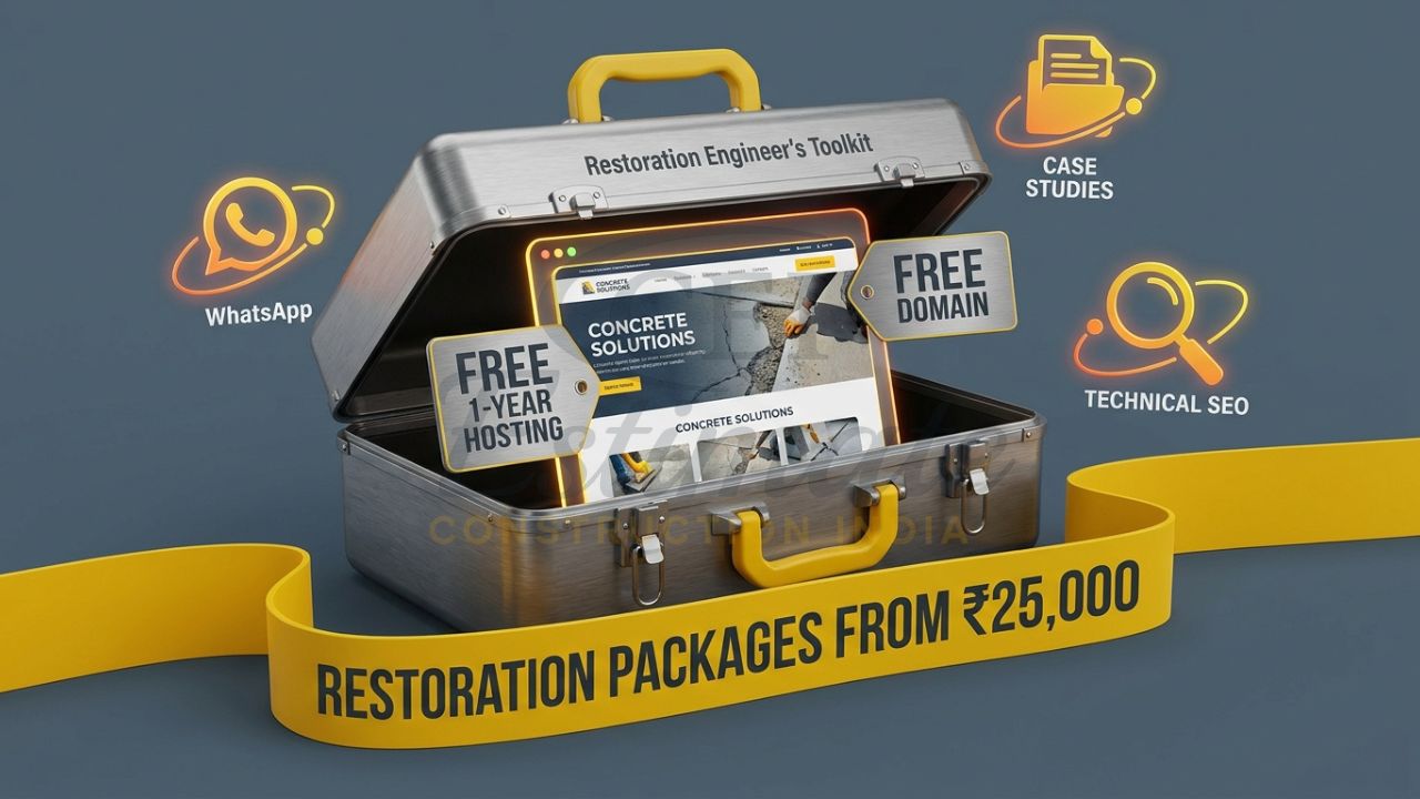 Affordable concrete restoration website design packages in India starting at 25,000.