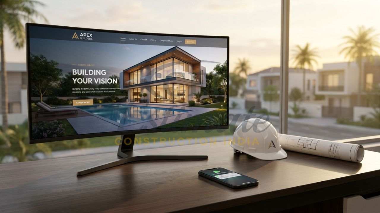 Professional home builders website design services showing a luxury residential project portfolio.