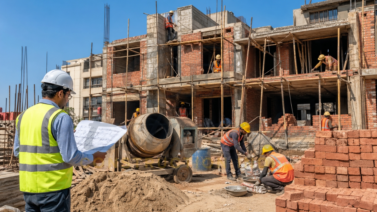 House construction step by step process in India 2026 G+1 duplex villa construction stages