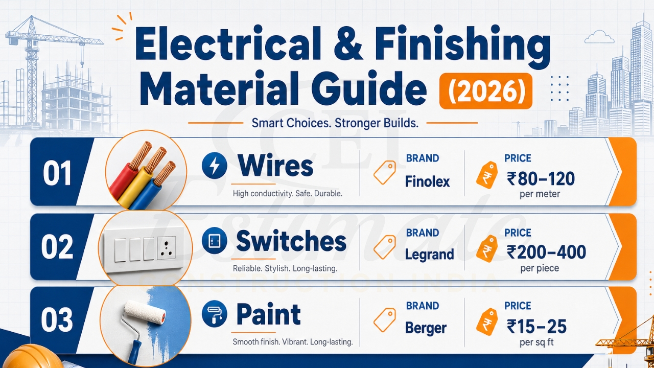 Electrical plumbing stage cost of constructing 3BHK house India