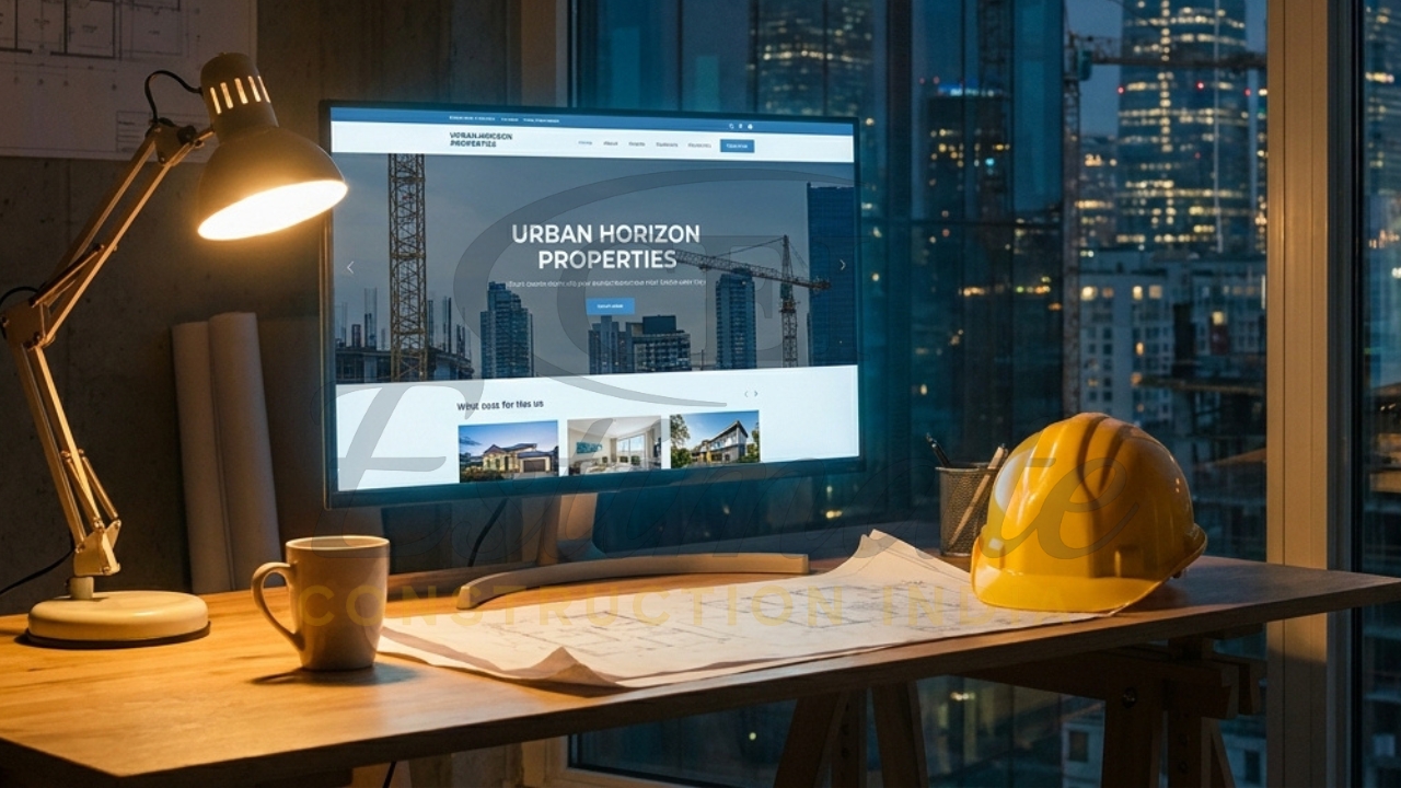 Builder website design with real estate projects and modern UI interface