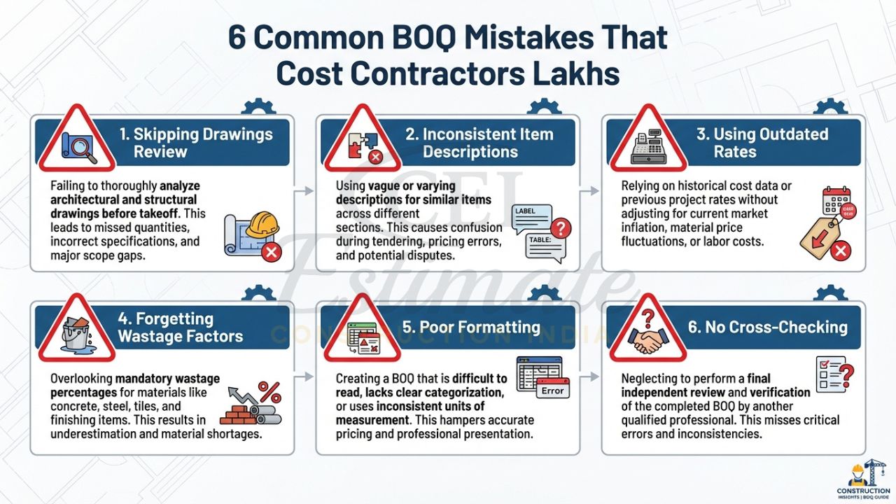 Common mistakes when preparing BOQ for construction projects and how to avoid them