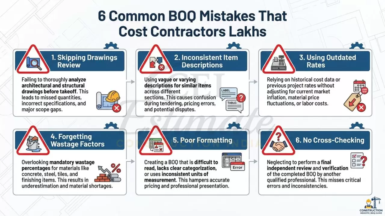 Common mistakes when preparing BOQ for construction projects and how to avoid them