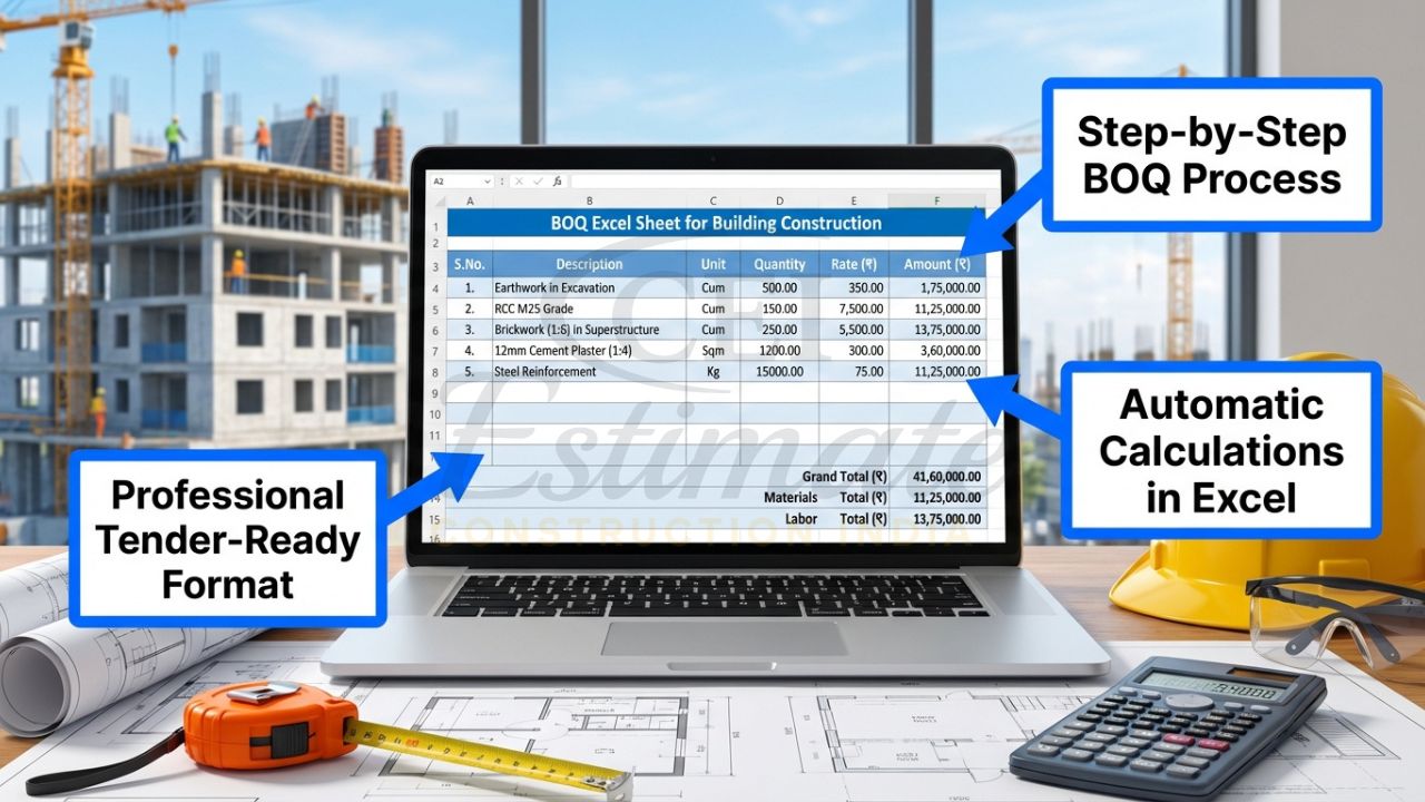 Step-by-step guide on how to do BOQ for construction in India with professional Excel template