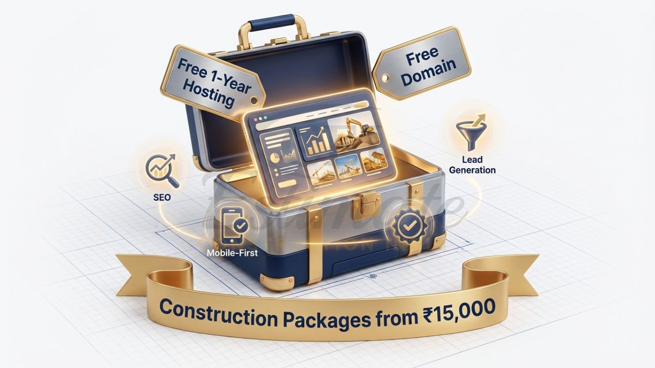Affordable construction website design packages in India starting at 15000 rupees.