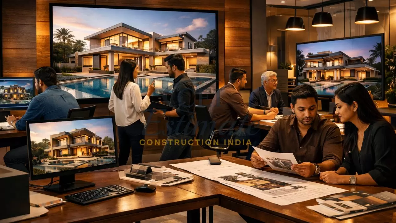 Construction Estimator India restaurant interior design team