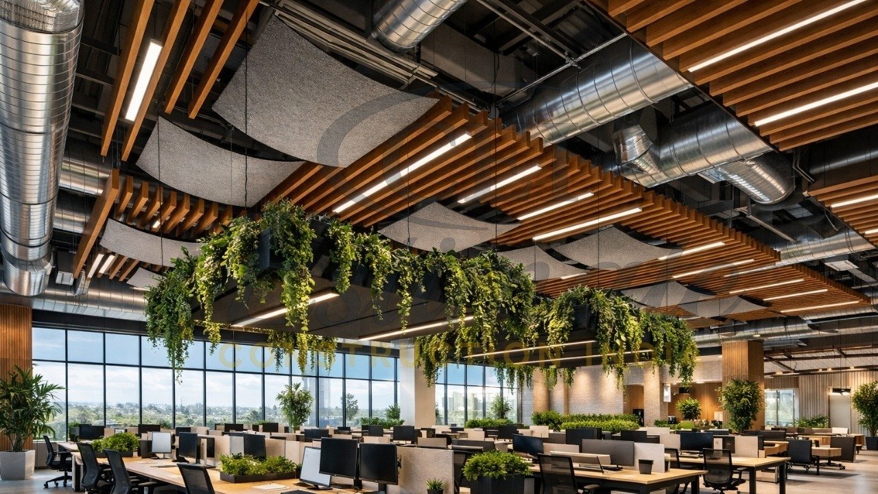 High-volume open office ceiling design 2026 India transformation.