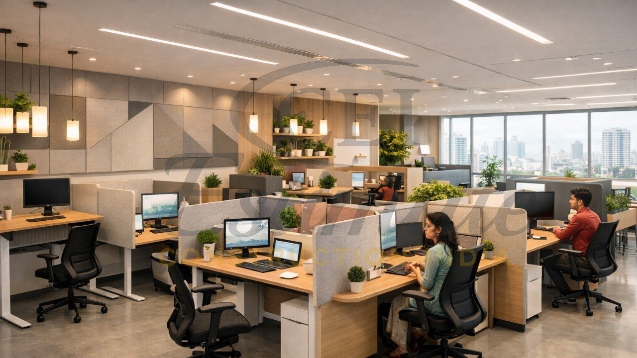 Office cubicle design trends India 2026 modern private productive workspaces in corporate India with hybrid work setup