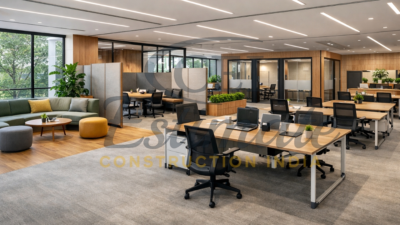 Hybrid flexible office furniture layout trends India 2026