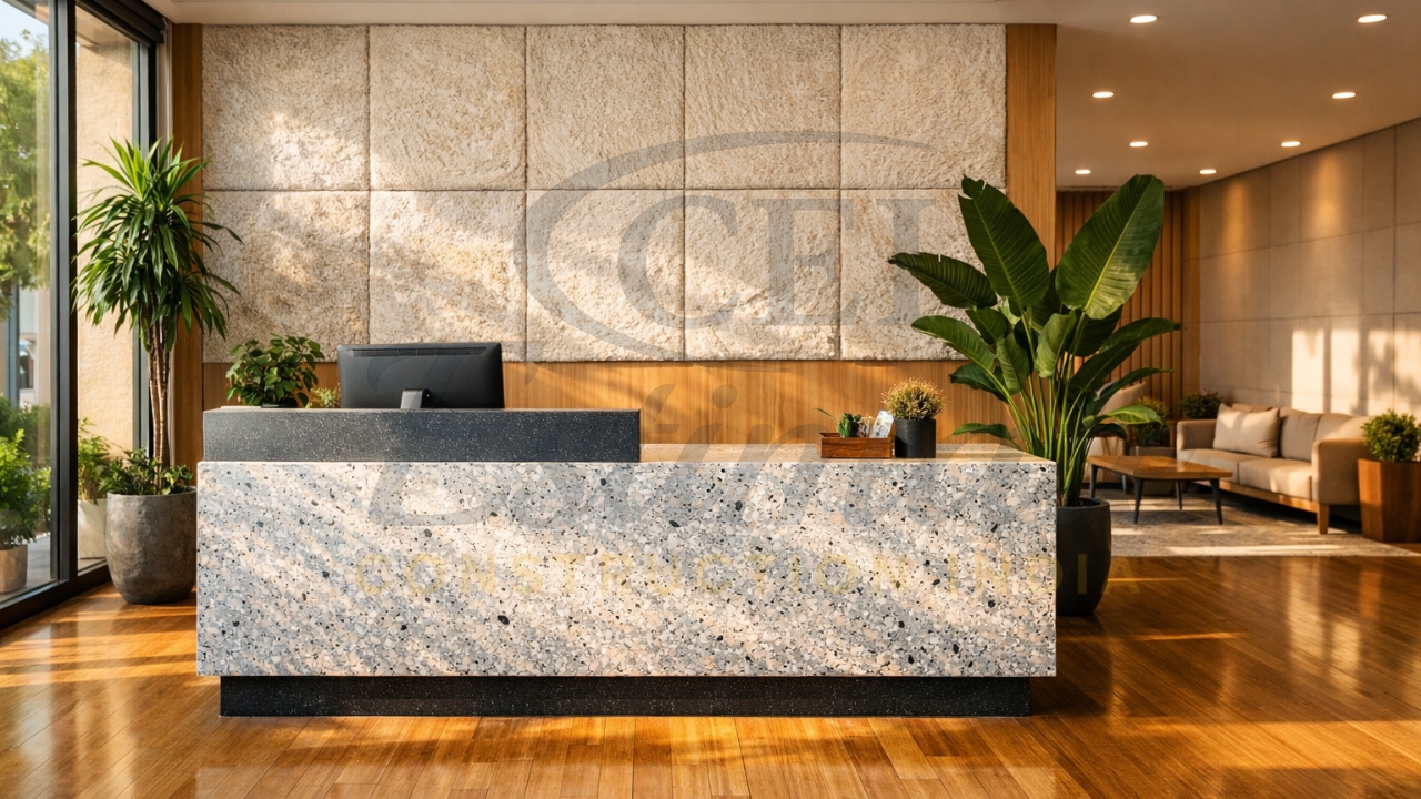 Eco-friendly sustainable office reception materials Mumbai 2026