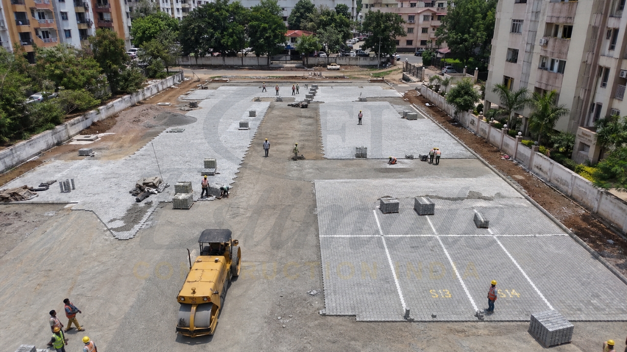 Open parking area construction in India