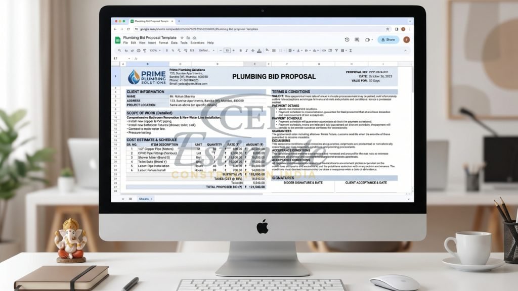 Plumbing Cost Estimate Excel Template