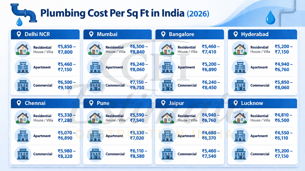 2026 city-wise plumbing cost per point India comparison