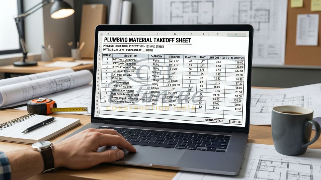 plumbing material takeoff sheet excel india boq plumbing cost estimation pipe fittings quantity calculation