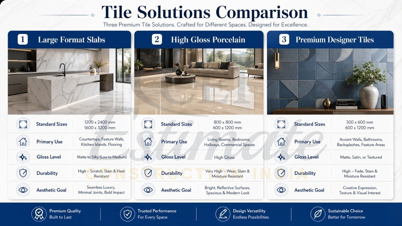 Modern tile materials comparison for residential and commercial spaces